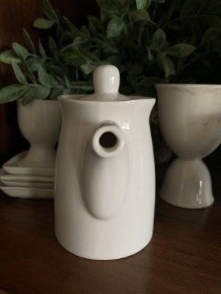 Vintage Small White Ceramic Teapot Creamer W/Lid - Cute Farmhouse Look 2