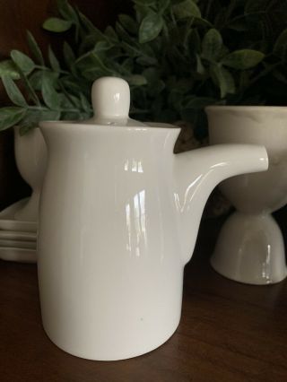 Vintage Small White Ceramic Teapot Creamer W/Lid - Cute Farmhouse Look 3