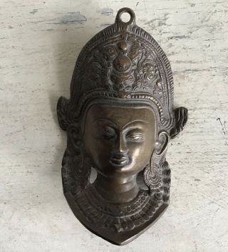 Very Fine Antique Indian Tibetan Buddhist Bronze Head,  Bodhisattva Tara