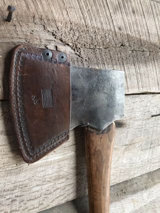 35” Felling axe Vintage American leather sheath wood slasher 2