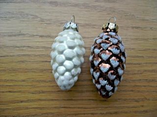 2 Vintage Old World Christmas Ornaments Mercury Blown Glass,  Pine Cone,  Germany