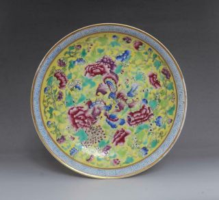 Old Fine Chinese Famille Rose Porcelain Dish Kangxi Marked (e70)