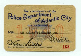 1940 Courtesy Card,  Police Department Of Atlantic City,  Jersey