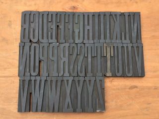 Large 4 7/8” Antique Vtg Clarendon Wood Letterpress Print Type Block Letters