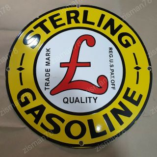 STERLING GASOLINE VINTAGE PORCELAIN SIGN 30 INCHES ROUND 2
