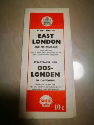 Vintage Street Map Of East London South Africa Shell Oil 1970 