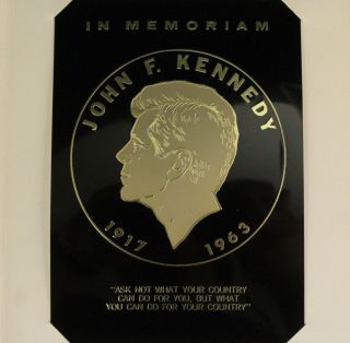 Vintage President John F.  Kennedy Jfk Memorial Plaque Nos Anodized Aluminum