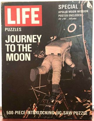Vintage 1969 Life 500 Piece Puzzle - Journey To The Moon - Complete With Poster