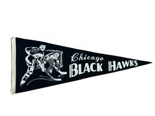 Vintage 1950s Chicago Blackhawks Full Size Pennant Ad Flag Nhl Hockey Goalie