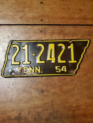 Vintage 1954 Tennessee State License Plate