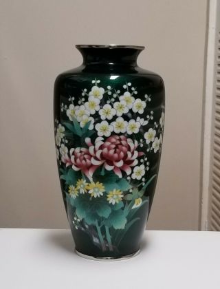 Large Floral Japanese Cloisonne Vase By The Ando Jubei Co.  12 " Tall