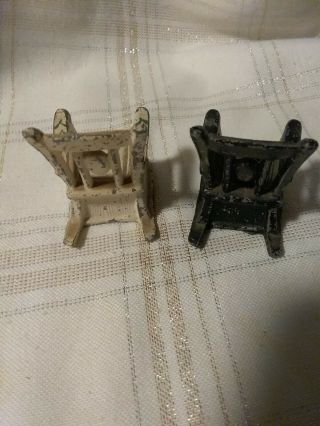Vintage Cast Iron Metal Rocking Chair Salt & Pepper Shakers Cork Stoppers 3