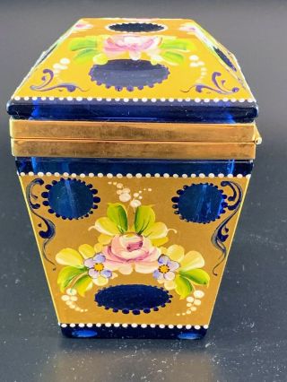 Rare Blue With Gold Murano Glass Vintage Coffin Box 4.  5 " By 3.  5 "