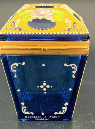 Rare Blue with Gold Murano Glass Vintage Coffin Box 4.  5 