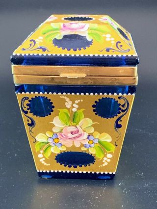 Rare Blue with Gold Murano Glass Vintage Coffin Box 4.  5 