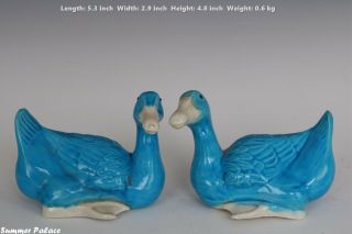 Fine Chinese Pair Single Color Porcelain Duck Statues