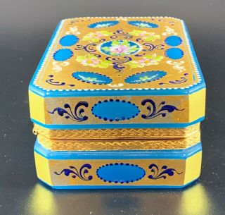 Stunning Blue with Gold Murano Glass Vintage Box 5.  25 