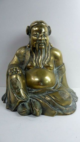 Antique Brass Chinese God Good Fortune Statue