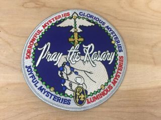 Pray The Rosary Boy Scout Patch,  Large 5 Inch Catholic Scouting Award