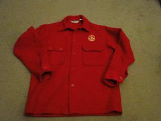 Vintage Boy Scout Of America Bsa Red Wool Coat Official Jacket,  1970s W/ Patch
