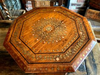 Antique Anglo Indian Brass And Copper Inlaid Folding Table
