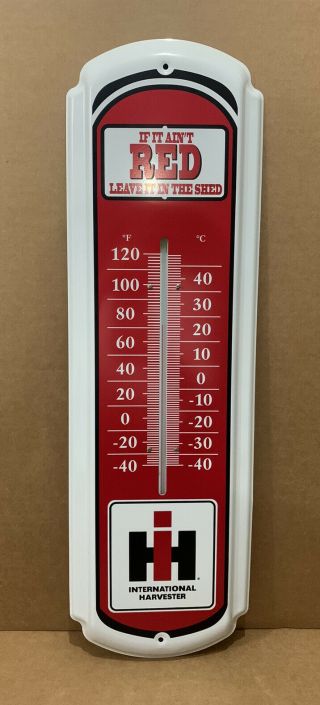 Vintage International Harvester Thermometer Tractor Metal Sign Farm Wall Decor
