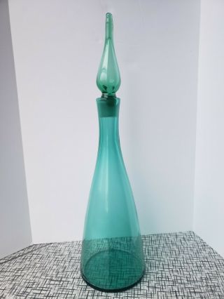 Blenko 920 Medium Sea Green Glass Decanter Vase Mcm Vintage Retro (very Clear)