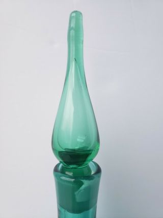 Blenko 920 Medium Sea Green Glass Decanter Vase MCM Vintage Retro (very clear) 2
