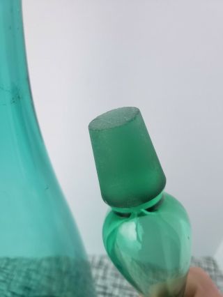 Blenko 920 Medium Sea Green Glass Decanter Vase MCM Vintage Retro (very clear) 3