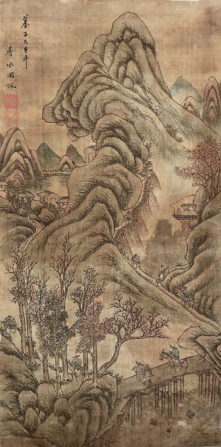 Authentic Antique | Old Chinese Painting Imitating Huang Gongwang By Zhou Pei 周佩