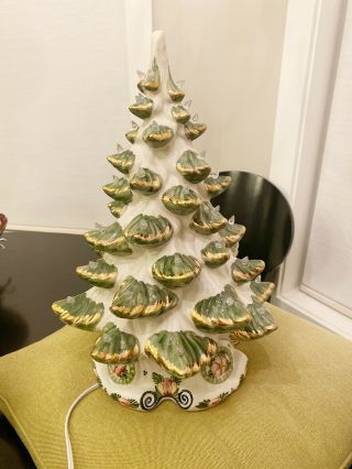 Vintage Music Holland Mold 19 " White Green Delft Music Ceramic Christmas Tree