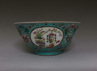 VERY FINE OLD CHINESE FAMILLE ROSE PORCELAIN FLOWER BOWL YONGZHENG MARKED (426) 2