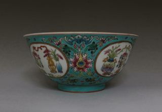 VERY FINE OLD CHINESE FAMILLE ROSE PORCELAIN FLOWER BOWL YONGZHENG MARKED (426) 3