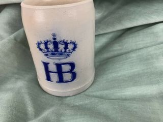 Vintage Hofbrauhaus Grey Stoneware German Beer Stein Mug In Cobalt Blue,  Crown