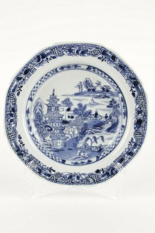 Antique Chinese Plate,  18th Century,  Blue And White,  Kangxi