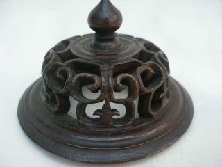 Fine Antique Chinese Hand Carved Hardwood Vase Lid Or Cover.