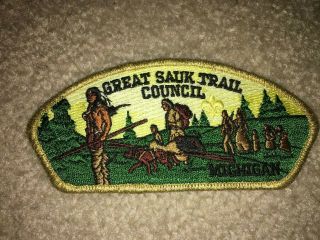 Boy Scout Bsa Great Sauk Trail Sa34 Michigan Council Strip Csp Patch