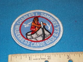Boy Scout Charles L.  Sommers Canoe Base 3 Inch Patch - White Boarder
