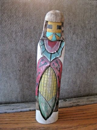 Vintage Carved Native American Hopi Kachina Yellow Corn Maiden Doll Figurine