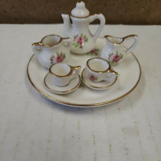 Rose Flower Miniature Porcelain Ceramic Tea Set Midwest Imports