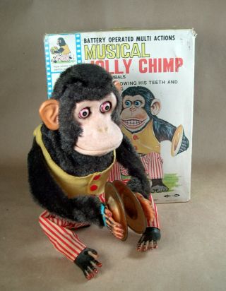 Vintage Musical Jolly Chimp Monkey Clapping Cymbals Japan Battery