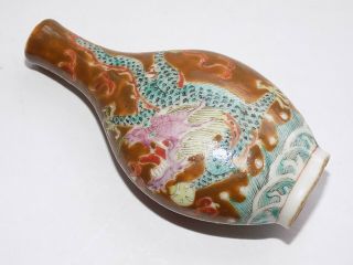 Antique / Vintage Chinese Porcelain Snuff Bottle Painted Dragons