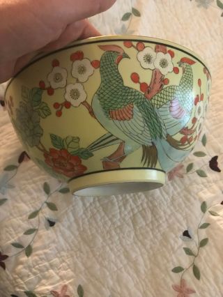 Signed Chinese Footed 10 1/4” Bowl With Birds