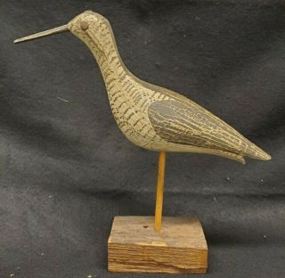 Rare Wek Will Kirkpatrick Hand - Carved Wooden Decoy Bird W Wood Base Costal Bird