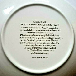 Vintage AVON RED CARDINAL Collector ' s Songbird Plate Don Eckelberry 10 