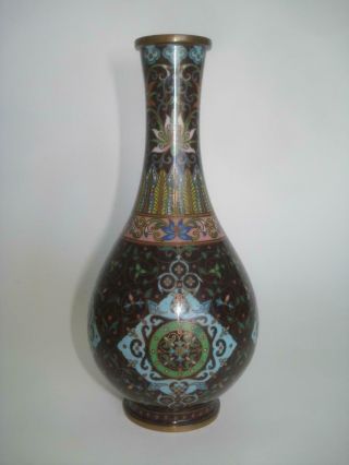 Very Fine Antique Chinese Cloisonne Bottle Vase Republic Period