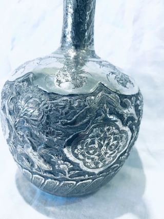 Antique Persian Islamic Isfahan low grade Silver White metal Pitcher Ewer 2