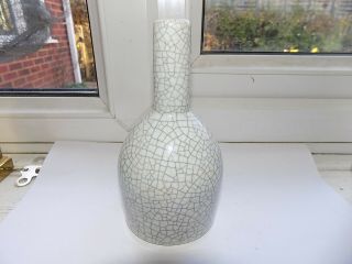 Early Antique Chinese Celadon Crackle Glaze Porcelain Mallet Vase 15 Cm Tall