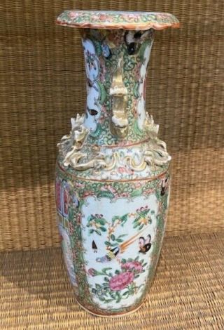 Antique 19th Century Chinese Export Rose Medallion Large 10 " Vase
