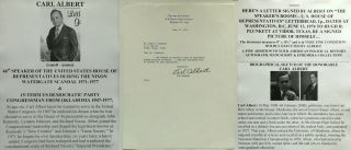 Us Speaker House Congressman Oklahoma Nixon Watergate Albert Letter Signed 1974